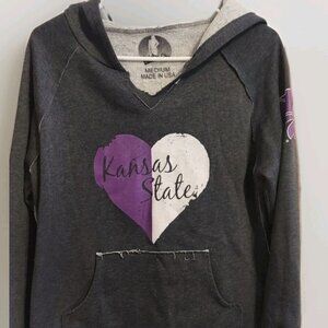 Kansas State University Side Chic Grey Sweatshirt Size M NCAA Womens Wildcats